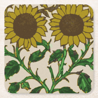 Posavasos Cuadrado De Papel Dos girasoles