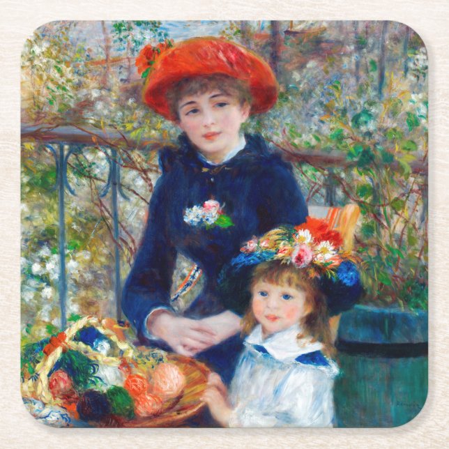 Posavasos Cuadrado De Papel Dos hermanas, Renoir (Anverso)
