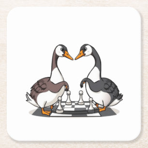 Posavasos Cuadrado De Papel Dos juegos de ajedrez en Geese
