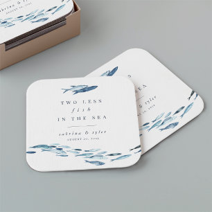 Posavasos Cuadrado De Papel Dos menos peces en el mar Personalizado