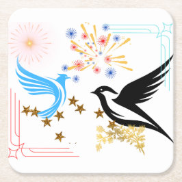 Posavasos Cuadrado De Papel Dos pájaros majestuosos