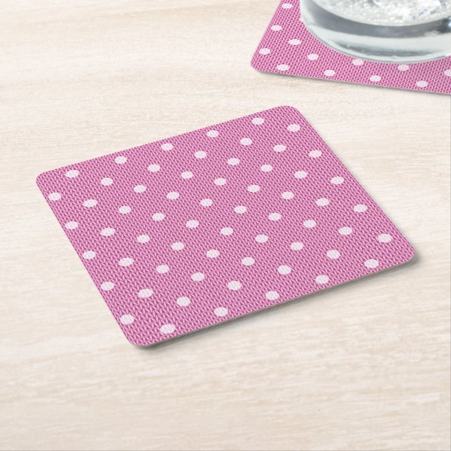 Posavasos Cuadrado De Papel Dotty Delight Pink (En perspectiva)