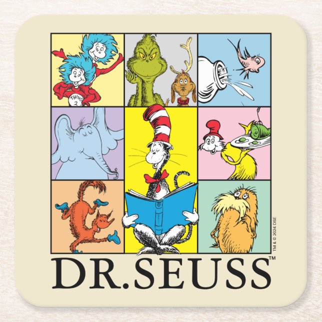 Posavasos Cuadrado De Papel Dr. Seuss | Gráfico de historias (Anverso)