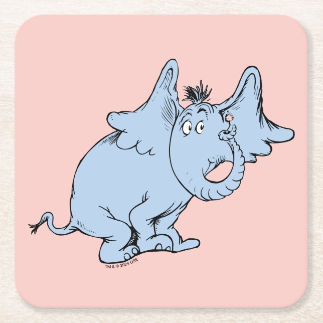 Posavasos Cuadrado De Papel Dr. Seuss | Horton Vista Lateral (Anverso)