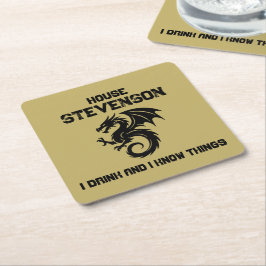 Posavasos Cuadrado De Papel Dragon Family Logo