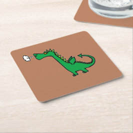 Posavasos Cuadrado De Papel Dragón verde respiratorio al aire