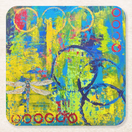 Posavasos Cuadrado De Papel Dragonfly Abstract Coaster Set