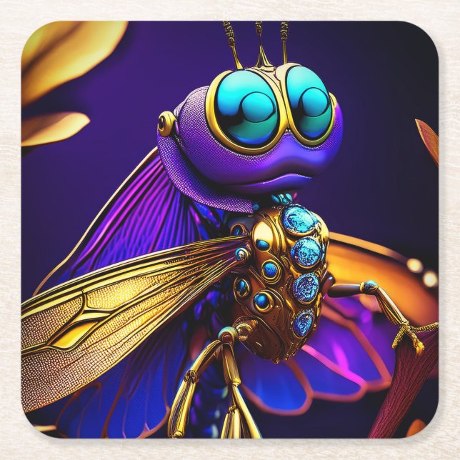 Posavasos Cuadrado De Papel Dragonfly Dreaming Ember (Anverso)
