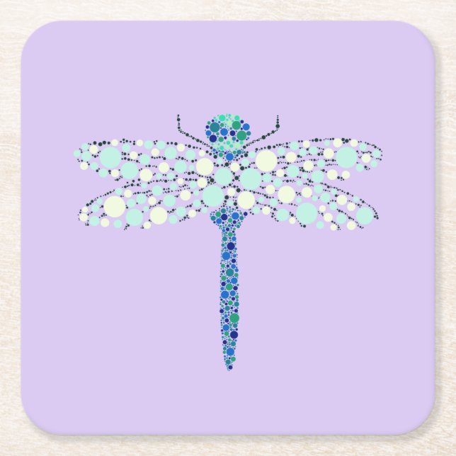 Posavasos Cuadrado De Papel Dragonfly In Dots (Anverso)