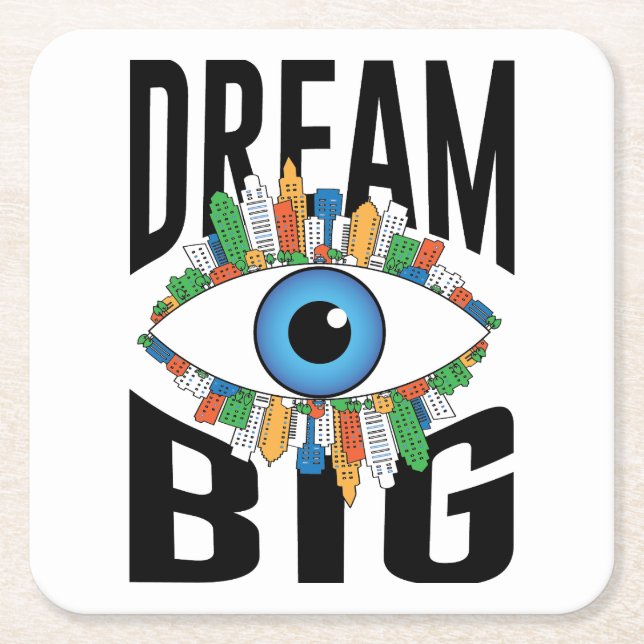 Posavasos Cuadrado De Papel Dream Big (Anverso)
