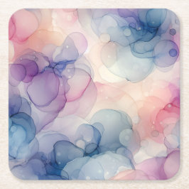 Posavasos Cuadrado De Papel Dreamy Watercolor Ink Art