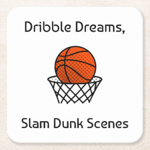 Posavasos Cuadrado De Papel Dribble Dreams, Escenas de Mate de Baloncesto
