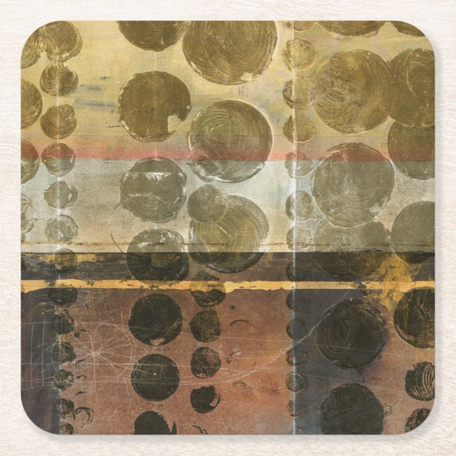 Posavasos Cuadrado De Papel Dropletas verdes circulares (Anverso)