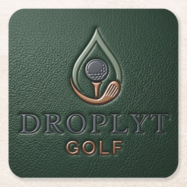 Posavasos Cuadrado De Papel Droplyt Golf Heritage Verde  (Anverso)