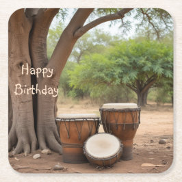 Posavasos Cuadrado De Papel Drums africanos