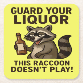 Posavasos Cuadrado De Papel Drunk Raccoon