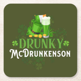 Posavasos Cuadrado De Papel Drunky McDrunkerson St. Patrick's Day