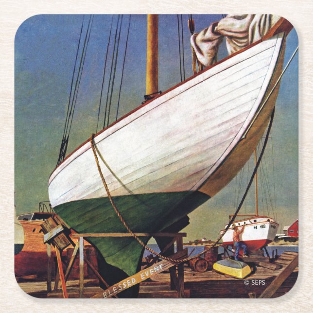Posavasos Cuadrado De Papel Dry Dock de John Atherton (Anverso)