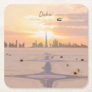 Posavasos Cuadrado De Papel Dubai, Emiratos Árabes Unidos - Desierto Burj Khal