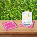 POSAVASOS CUADRADO DE PAPEL DUCHA BRIDAL DE TALAVERA ROSA<br><div class="desc">Hermosas flores de Talavera Mexicana Rosa</div>