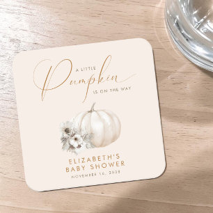Posavasos Cuadrado De Papel Ducha de Bebé Calabacita de Otoño