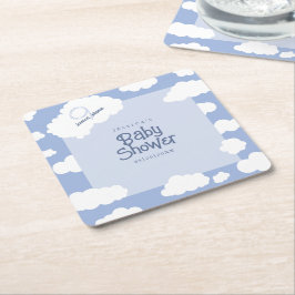Posavasos Cuadrado De Papel Ducha de bebé Cloud Nine 9 Fiesta caprichosa y lin