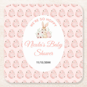 Posavasos Cuadrado De Papel Ducha de bebé con conejo de Pascua