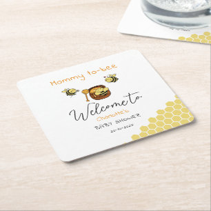 Posavasos Cuadrado De Papel Ducha de bebé de la dulce abejita con miel