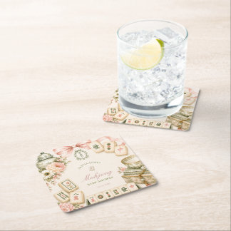 Posavasos Cuadrado De Papel ducha de bebé de Mahjong
