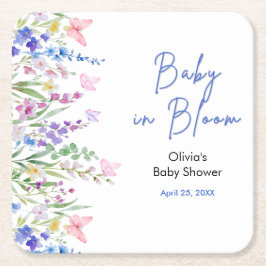 Posavasos Cuadrado De Papel Ducha de bebé Floral Spring Baby in Bloom