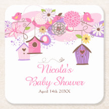 Ducha de Bebé Jaulas de Pájaros Florales Rosa y Mo