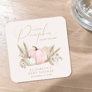Posavasos Cuadrado De Papel Ducha de bebé niña de otoño Little Pumpkin