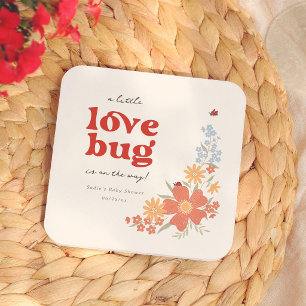 Posavasos Cuadrado De Papel Ducha de Bebé Retro Niña Little Love Bug