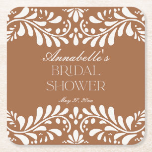 Posavasos Cuadrado De Papel Ducha de novia Clay Talavera Tile Spanish Fiesta