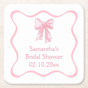 Posavasos Cuadrado De Papel Ducha de novia de color rosa