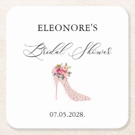 Posavasos Cuadrado De Papel Ducha de novia de tacones altos rosados