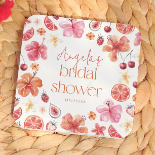 Posavasos Cuadrado De Papel Ducha de Novia Main Squeeze Citrus