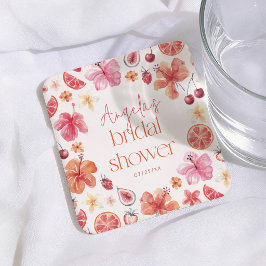 Posavasos Cuadrado De Papel Ducha de Novia Main Squeeze Citrus
