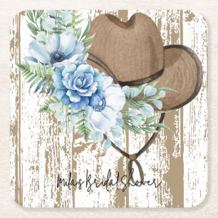 Posavasos Cuadrado De Papel ducha de novia vaquera