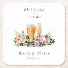 Posavasos Cuadrado De Papel Ducha de Parejas Burbujas y Cervezas