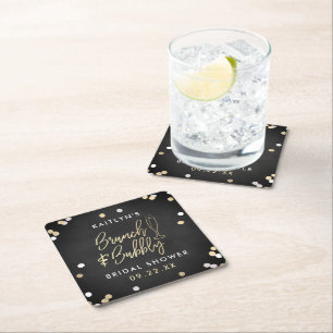Posavasos Cuadrado De Papel Ducha nupcial de Brunch & Bubbly Confetti