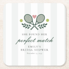 Posavasos Cuadrado De Papel Ducha nupcial de tenis de partida perfecta