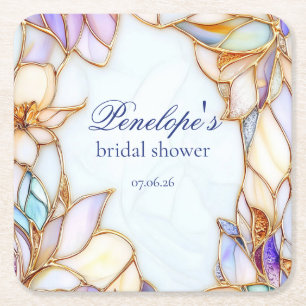Posavasos Cuadrado De Papel Ducha nupcial de vidrio templado