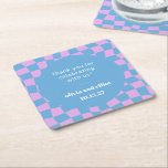 Posavasos Cuadrado De Papel Ducha Personalizado Retro de color azul violeta<br><div class="desc">Estas personalizados de montaña son una adición vibrante y lúdica a cualquier celebración. Con un moderno diseño de cuadros azules y lavanda, le aportan un ambiente moderno y original a su evento. El texto, establecido en una tipografía limpia y simple, crea un equilibrio perfecto entre diversión y elegancia. Ya sea...</div>