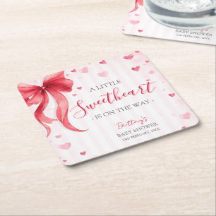 Posavasos Cuadrado De Papel Dulce Corazoncito Baby Shower de San Valentín 