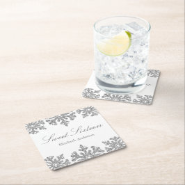 Posavasos Cuadrado De Papel Dulce de invierno con copo de nieve 16