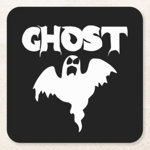 Posavasos Cuadrado De Papel Dulce Fantasma Blanco Y Negro Halloween