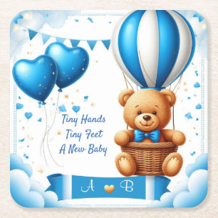 Posavasos Cuadrado De Papel Dulce Osito Cumpleaños Baby Shower 🧸