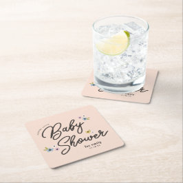 Posavasos Cuadrado De Papel Dulce Pequeña Daisy Ligera Niña Rosa