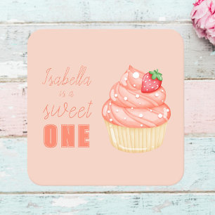 Posavasos Cuadrado De Papel Dulce uno, chicas rosados fiesta de primer cumplea